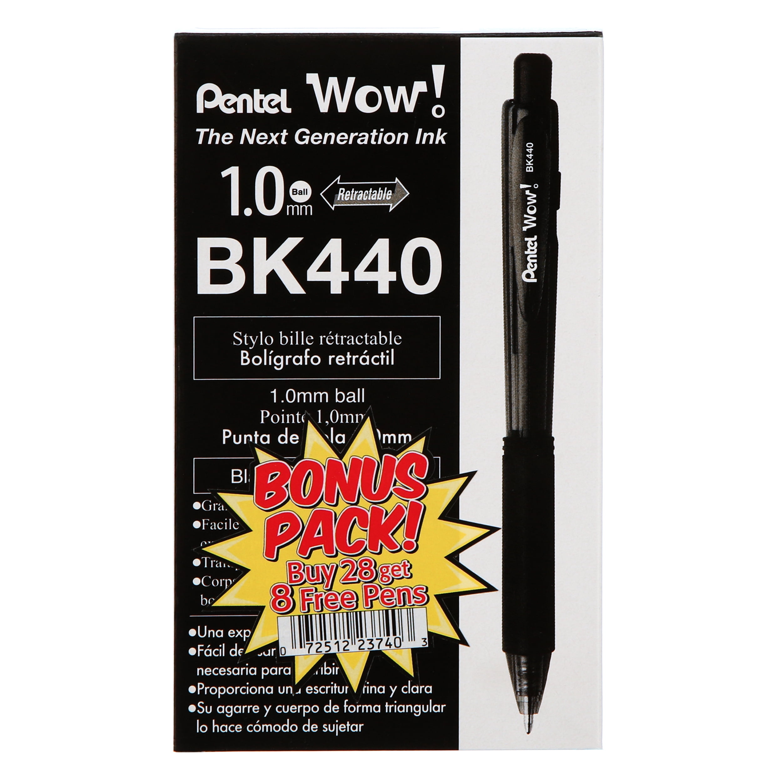 Pentel Wow! Retractable Ballpoint Pen, (1.0mm) Medium Line, NEW