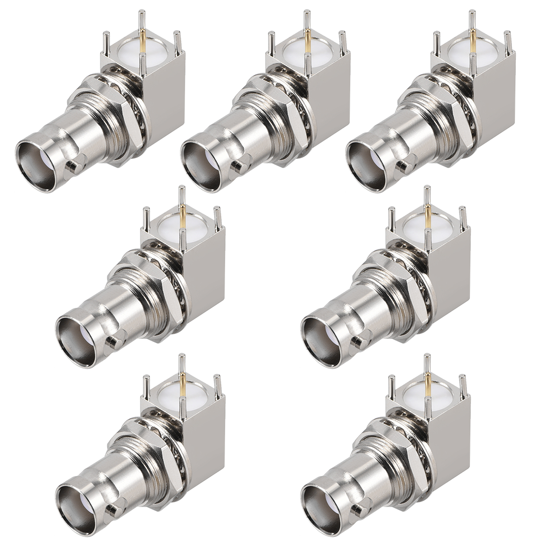 BNC Female PCB Coaxial Connectors with 4 Pin Right Angle Brass Adapter
