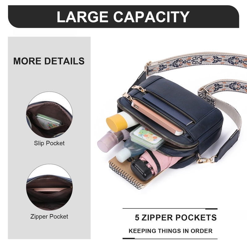 GAEKEAO Women’s Leather Crossbody Purse with Detachable Shoulder Strap and Multi Pockets