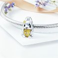 thumbnail image 3 of 925 Sterling Silver Cute Rabbit Embraces Heart Gemstone Charm for Bracelet Charms Bangle Pendant Jewelry, 3 of 4