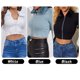 thumbnail image 5 of Moda mujer Crop Tops acanalado de punto con cremallera cuello de piel sintética manga larga bombarde Abanopi Blanco/Medio, 5 of 7
