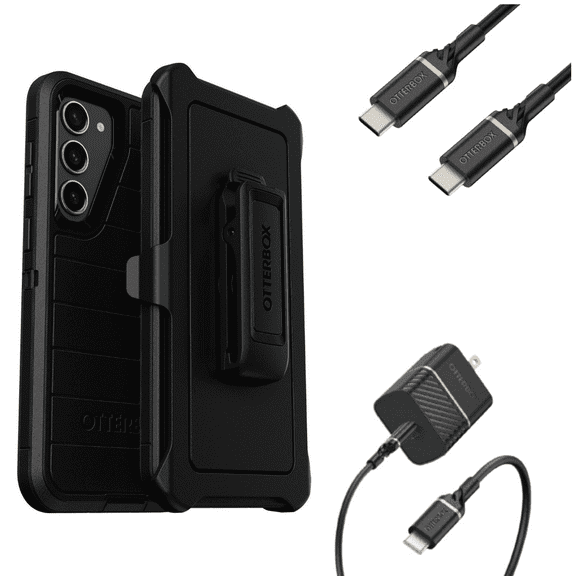 OtterBox Defender Pro Case & Holster for Galaxy S23 Plus - with C-C 20W Charger - Black