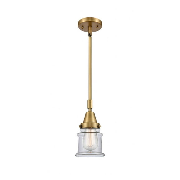 447-1S-BB-G182S Innovations Lighting Canton - 1 Light Stem Hung Mini Pendant In Industrial Style-11.13 Inches Tall and 6.5 Inches Wide-Brushed Brass
