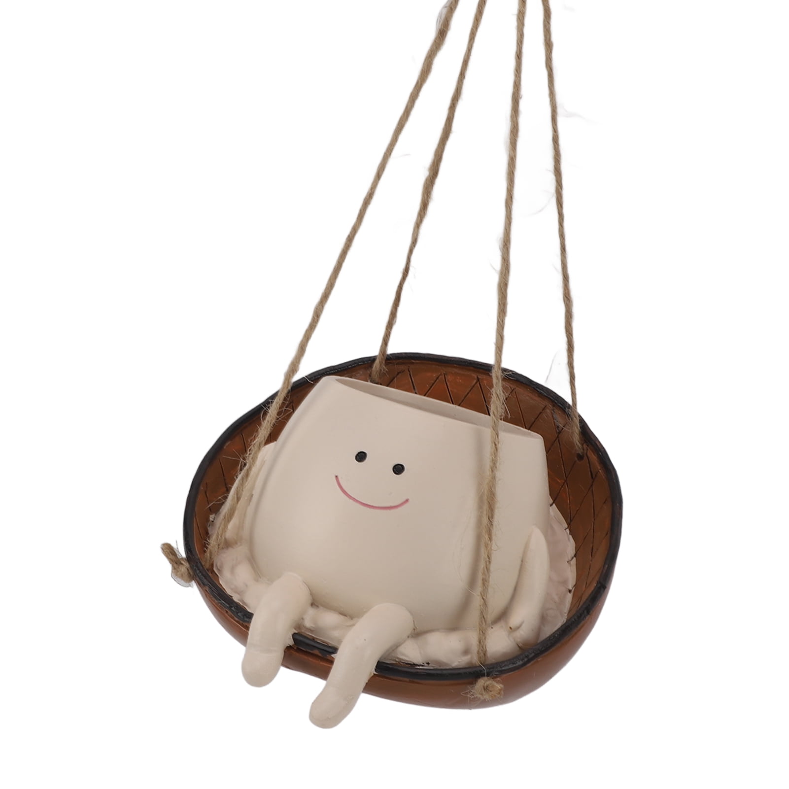 YAHHU Swing Face Planter Pot Cute Hammock Plant Holder Decorative Resin Smiling Head Hanging Planters for Indoor Outdoor Garden Succulents 5.5x4.0x5.5in / 14x10.2x14cm