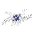 thumbnail image 4 of Nvzi Horquillas para el pelo de boda con flores para novias, peinetas con perlas de cristal, pinzas para el pelo, accesorios para el pelo de boda dorados, joyas, color azul, 4 of 4