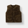 thumbnail image 3 of Toddler Fleece Vest Girls Button Down Winter Warm Sherpa Jackets Sleeveless Casual Fall Fuzzy Coat Brown, 4-5 Years, 3 of 3