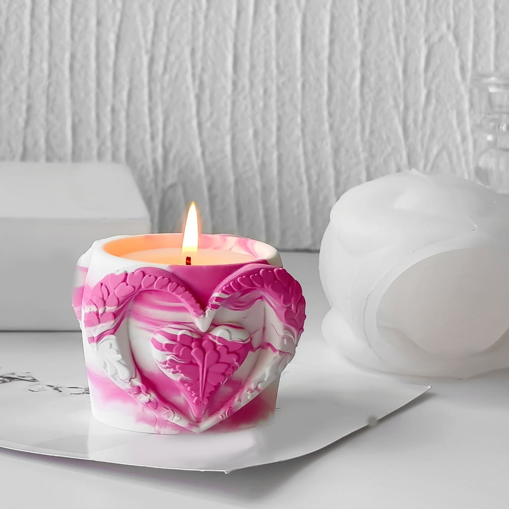 Aurgiarme Candle Cup Mold Heart Shape Planter Moulds for Crafting Unique Candle Cup Suitable for Handmade Candle Cup