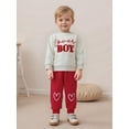 thumbnail image 6 of BemeyourBBs Toddler Baby Boy Valentines Day 2 Piece Outfits Newborn Love Boy Sweatshirt Tops and Pants Set Fall Winter Spring Clothes, 6 of 9