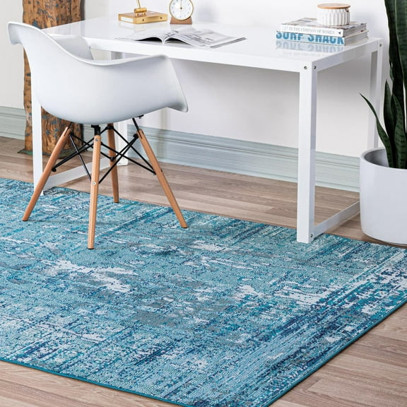 Rugs.Com Starlight Collection Transitional Abstract Area Rug ‚Äì Blue 8' X 10' Rug Perfect For Living Rooms, Bedrooms, Dining Rooms And More