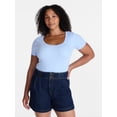 thumbnail image 2 of Time and Tru Women's Ribbed Scoop Neck Tee with Short Sleeves, Sizes XS-XXXL, 2 of 6
