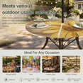 thumbnail image 6 of Round Outdoor Tablecloth with Umbrella Hole and Zipper, Yellow Daisy Rustic Tablecloth with Elastic Waterproof, Pastoral Flowers Honeybees Brown Wood Patio Table Covers for 45" - 54" Pool Tables, 6 of 9