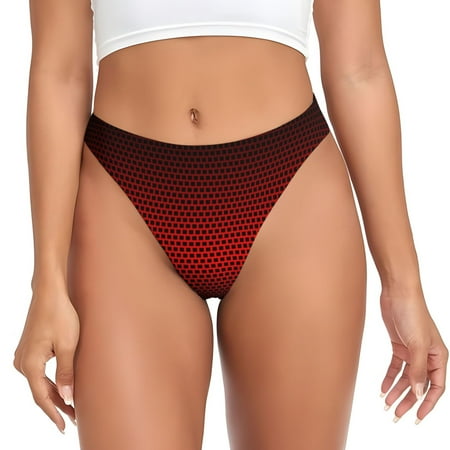Thongs for Women - Red Geometric Perforated No Show Seamless Womens Thongs Underwear  Stretch G String Thongs for Women  Ladies Breathable Kawaii Thong Bikini Panties Briefs