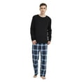 thumbnail image 2 of GLOBAL Men's 100% Cotton 2-Piece Flannel Pajama Sets - Crew Neck Knit Top Flannel Pants (S-XXL) | Soft, Breathable Sleepwear for Men, 2 of 5