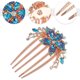 thumbnail image 3 of Peineta de flores Unique Bargains con incrustaciones de diamantes de imitación azul cielo, 3 of 7