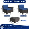 thumbnail image 3 of ASJMR 12PCS PE Rattan Patio Furniture Conversation Set All-Weather Sectional Sofa Set with Coffee Table & Cushions (Navy Blue), 3 of 10