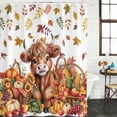 thumbnail image 2 of Thanksgiving Cattle Shower Curtain, Waterproof Shower Curtains for Bathroom, Fall Harvest Pumpkin Corn Leaves Autumn Washable Fabric Bathtub Curtain Set Bath Decor with 12 Hooks Stall 36"x72", 2 of 8