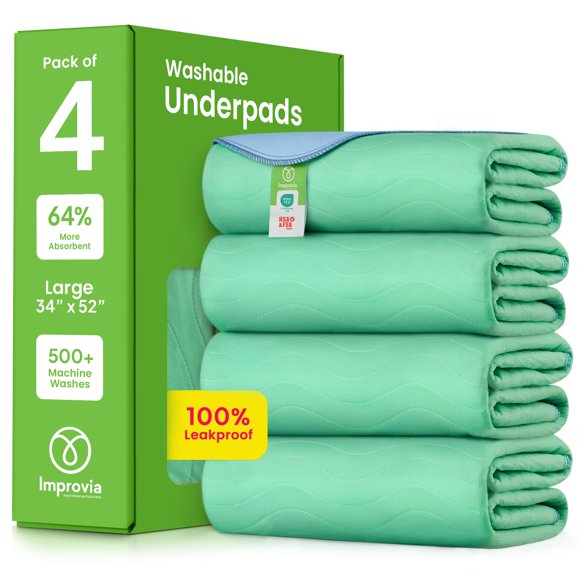 Almohadillas reutilizables IMPROVIA, lavables, 34 x 52 cm (paquete de 4)