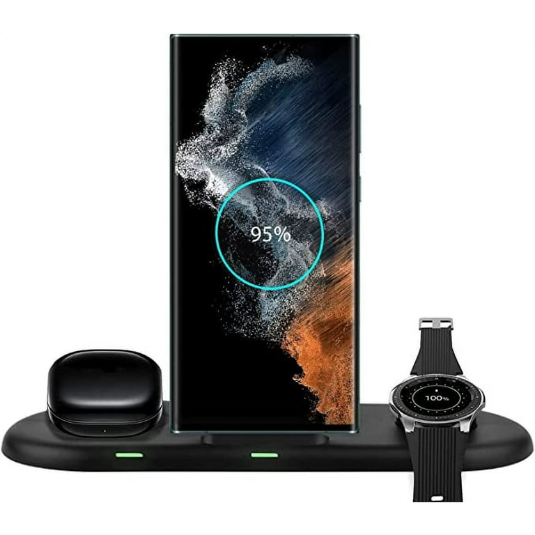 3 in 1 Wireless Charging Station for Samsung Galaxy S23 Ultra/S23/S23+/Z  Fold 5/Z Flip5/Z Fold 3/S22/S21/S20, Samsung Watch Charger for Galaxy Watch  6 Classic/ 6/5 Pro/4/3/Active 2, Galaxy Buds2 Pro 