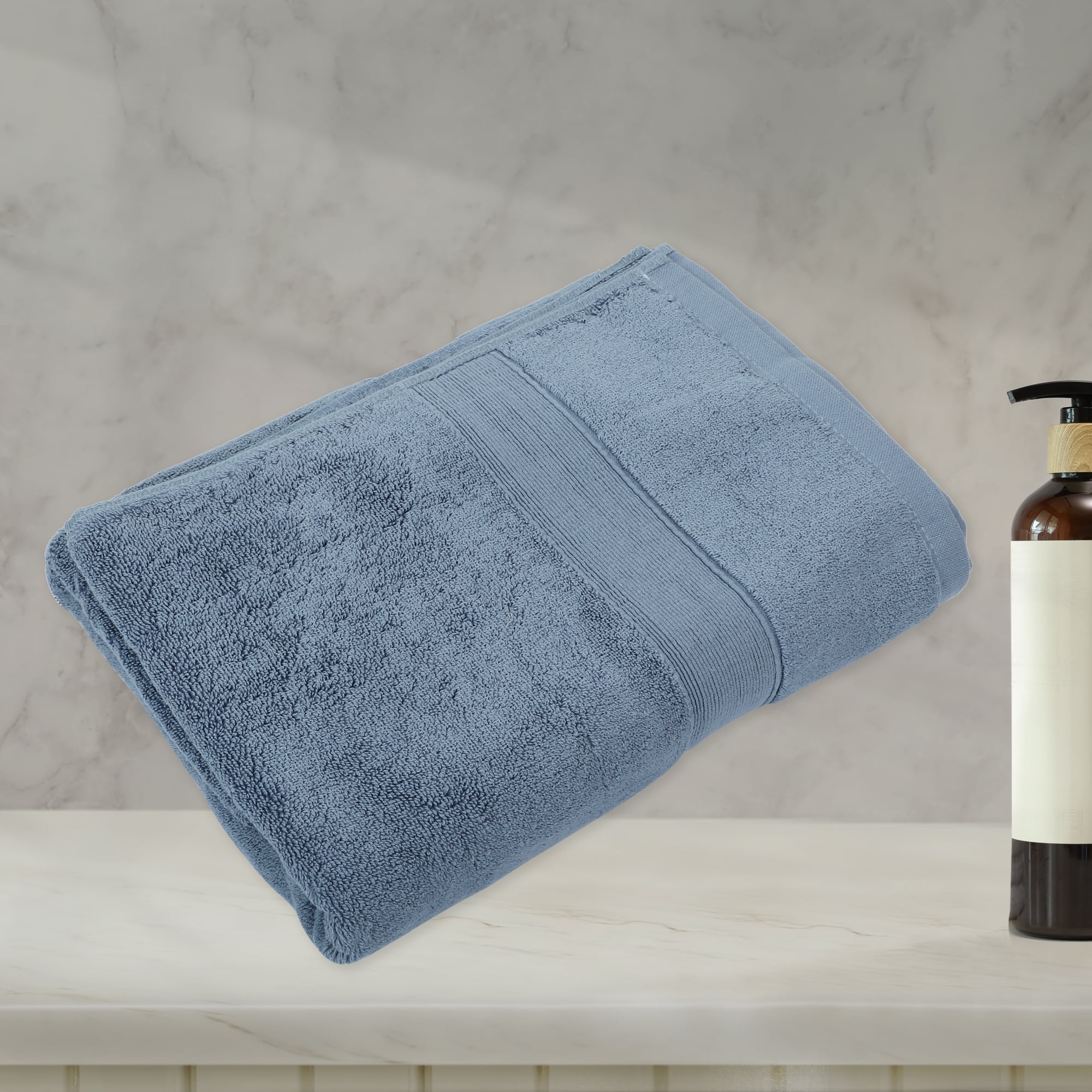 Unique Bargains 1 Pc Cotton Bath Towel Absorbent Cotton Towel 27.56"x55.12" Blue