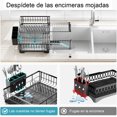 thumbnail image 4 of Escurridor de Platos Extensible de Acero Inoxidable Grande - con Caño de Drenaje Giratorio y Soporte para Cubiertos, para Fregadero y Encimera de Cocina (Negro), 4 of 8