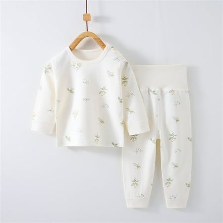 

lmcalzta Newborn Infant Girl Clothes Crewneck Long Sleeve Floral Shirts and Stretch Waist Pants Fall Winter Soft Toddler Baby Pajamas
