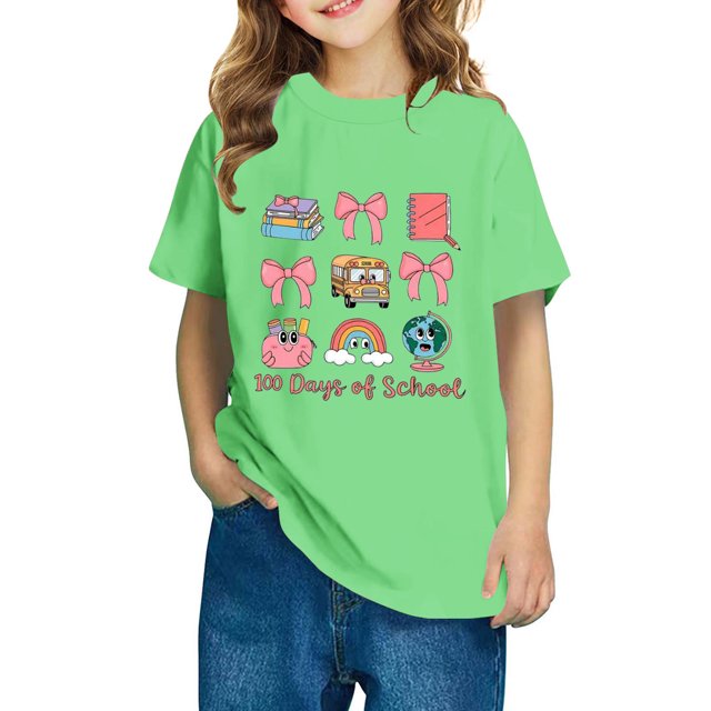 Fiudx Camiseta para Niños, Tela Suave y Fresca, Blusa Cómoda de Cuello Redondo, Camisa Elegante de Manga Corta, Ropa Informal de Diario, Moda para Niños y Niñas, Regalo Escolar Perfecto.