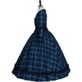 thumbnail image 4 of Women's Victorian Dickens Fair Dress Blue Plaid Civil War Ball Gown Southern Belle Costume Dress, 4 of 7