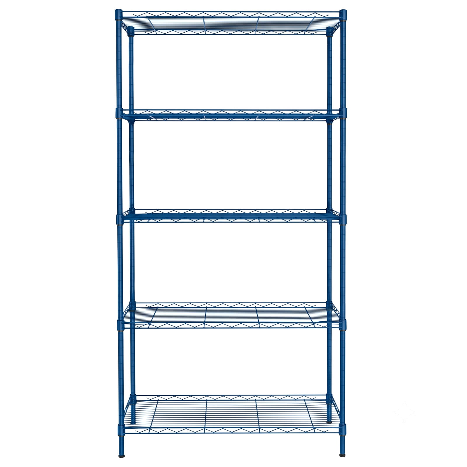 4-Tier Adjustable Heavy Duty Iron Storage Shelving Unit, Stationary Navy Blue Rust Resistant Powder Coating Freestanding Rack for Garage Kitchen Warehouse Retail Basement