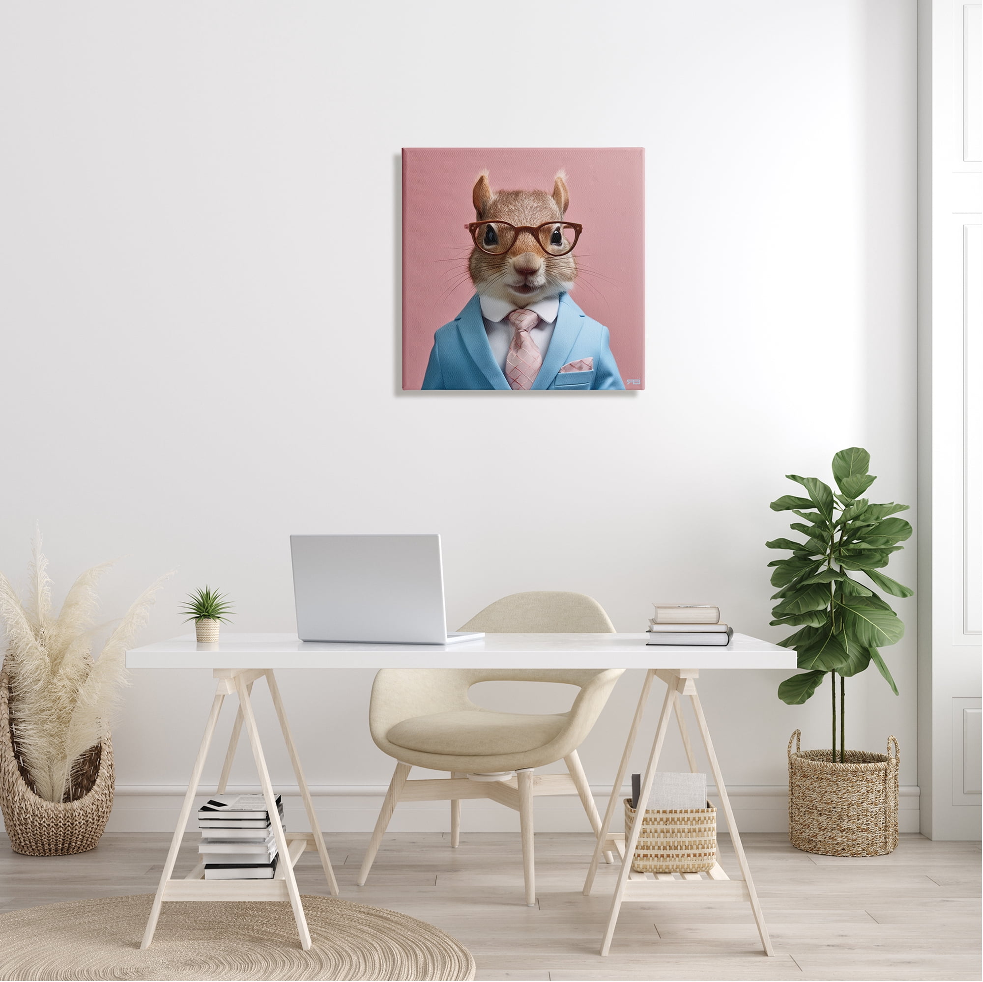 Stupell Industries Squirrel in Classy Suit Animals & Insects Painting Gallery Wrapped Canvas Art Print Wall Art, 24 x 24