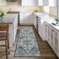 thumbnail image 2 of Twister.CK Machine Washable Runner Rug, 2' x 6' Floral Carpet, for Bedroom, Entry Way, Nursery, Blue, 2 of 7