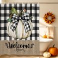 thumbnail image 5 of Thanksgiving Shower Curtains for Bathroom, Fall White Pumpkin Leaves Black Plaid Waterproof Fabric Shower Curtain, Decorative Bathroom Curtain for Bathtub, 36"x72", No Hooks Included, 5 of 9