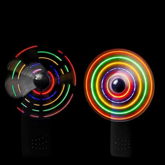 Fun Central V13 4 Inches Black LED Light up Fan, Handheld Personal LED Light up Fan, Portable LED Light up Fan, Light up Fan, Light up Fan with Changing Patterns