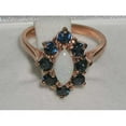 thumbnail image 4 of LBG British Made Traditional Solid 10k Rose Gold Ring with Natural Opal & Sapphire Womens Statement Ring - 33 size options - Size 4.25, 4 of 5
