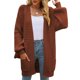 thumbnail image 1 of Suéter con capucha para mujer, abrigo, Color puro, manga abombada, fibra de poliéster suave, cárdigan informal para mujer para oficina, citas, hogar, rojo L, 1 of 6