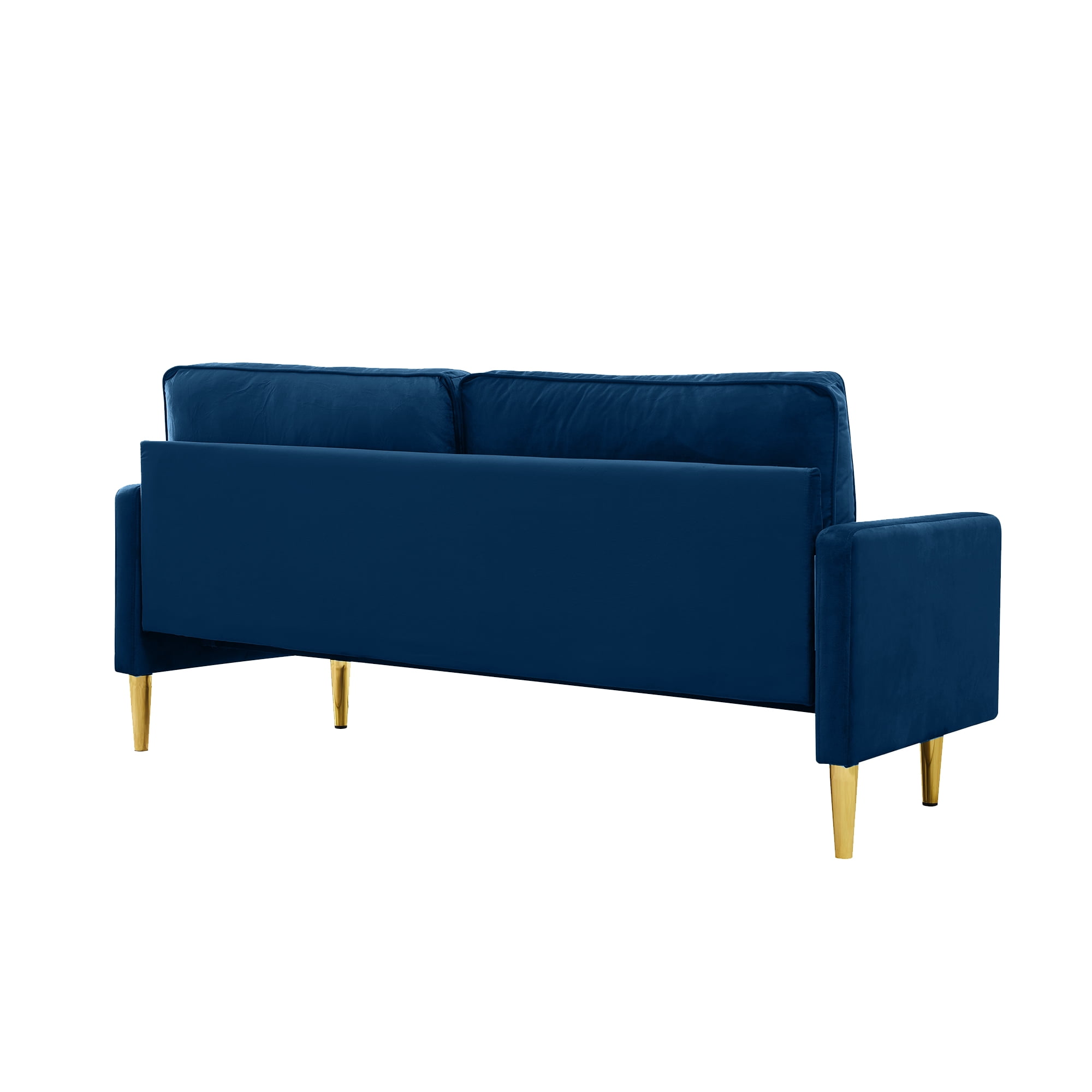 65" Velvet Upholstered Small Loveseat Couch, 2 Seater Sofa with Pine Wood Frame, Comfortable Loveseat with High-Density Sponge for Living Room, Navy