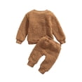 thumbnail image 3 of Qiylii Baby’s Solid Color Plush Clothes Set Hooded Sweater+Elastic Long Pants, 3 of 6