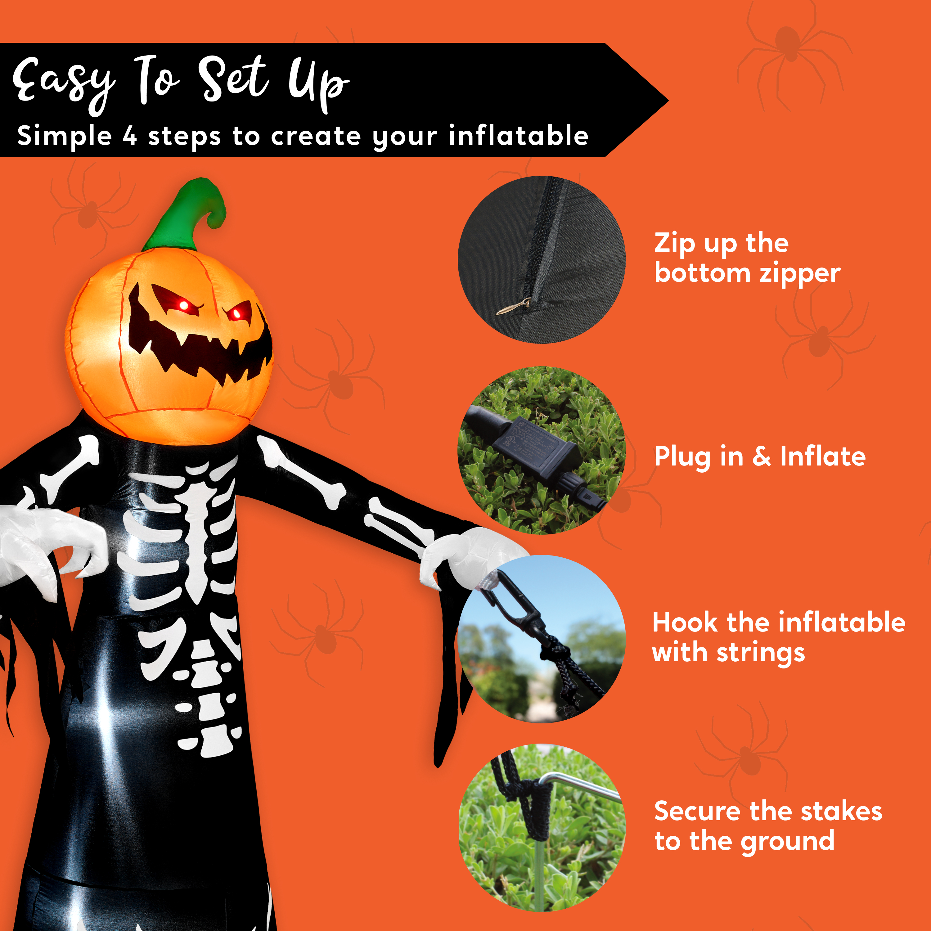 Joyfy 9 Ft Halloween Pumpkin Skeleton Inflatable Decoration photo 5