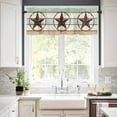 thumbnail image 3 of Beige Sage Green Texas Star Kitchen Valances for Windows 60x18 Inch Kitchen Curtains Valances Rod Pocket Vintage Stars Wooden Bathroom Window Valances for Window Treatment Decor, 3 of 6