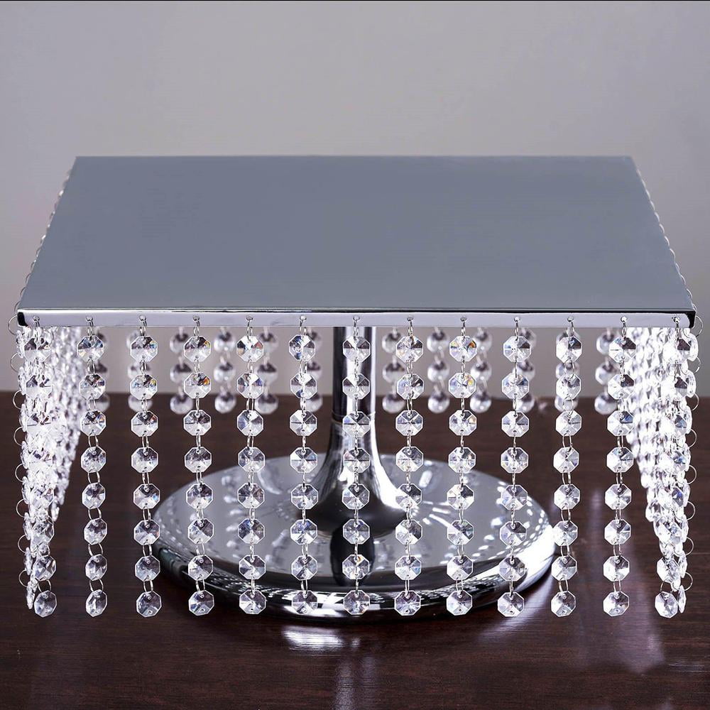 14 Bejeweled Silver Square Crystal Pendants Metal Chandelier 14 Bejeweled Silver Square Crystal Pendants Metal Chandelier Wedding Cake Stand