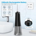thumbnail image 3 of Homsay Cordless Water Flosser, Portable Dental Teeth Cleaner, 300ML Tank USB Rechargeable Dental Oral Irrigator for Home and Travel, 4 Modes , IPX7 Waterproof, Easy-to-Clean（Black）, 3 of 12