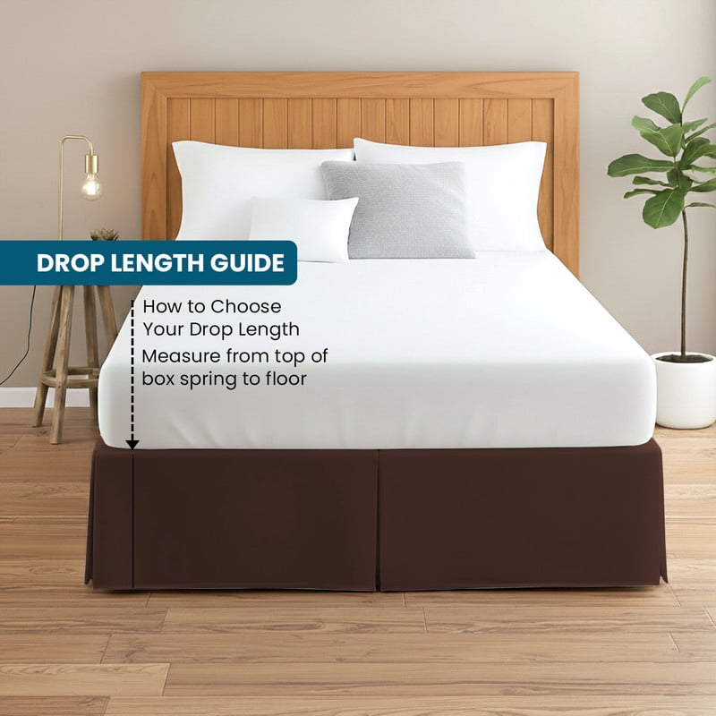King Tailored Style Bed Skirt, 16" Drop Length, Soft 100% Microfiber, Quadruple Pleated Tailored Design, Hotel Quality, Chocolate Solid