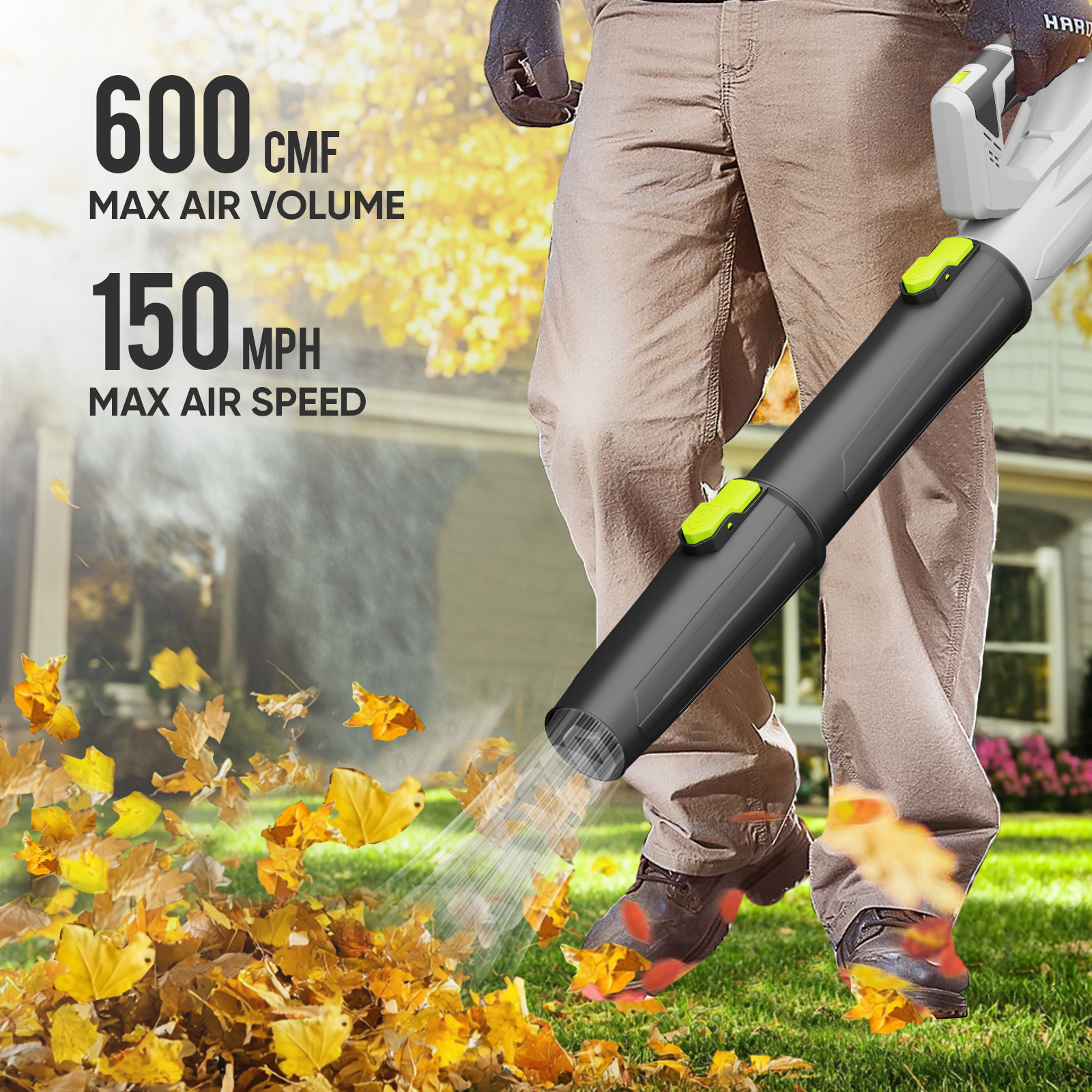 Steelite 21V Cordless Leaf Blower,150 MPH 600 CFM,Electric Leaf Blower with 2 x 2.0Ah Battery Packs and Charger,Lightweight Battery Powered Leaf Blower for Lawn Care, Patio Cleaning