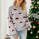 thumbnail image 5 of Suéter de punto de Papá Noel navideño para mujer, jersey divertido de manga larga con cuello redondo para otoño invierno gris XL, 5 of 9