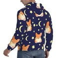 thumbnail image 6 of Kdxio Corgi Lying With Moons And Stars Print Mens Casual Hooded Collar Drawstring Hoodies Pullover Sweatshirts Casual Long Sleeve Shirts-Large, 6 of 7