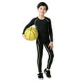 thumbnail image 4 of Wuxian Toddler Boys Base Athletic Suit Long Sleeve Round Neck Tight-Fitting Shirt And Pants Training Running Quick Drying Tights Tracksuit Outfits,Green,2-3T, 4 of 4