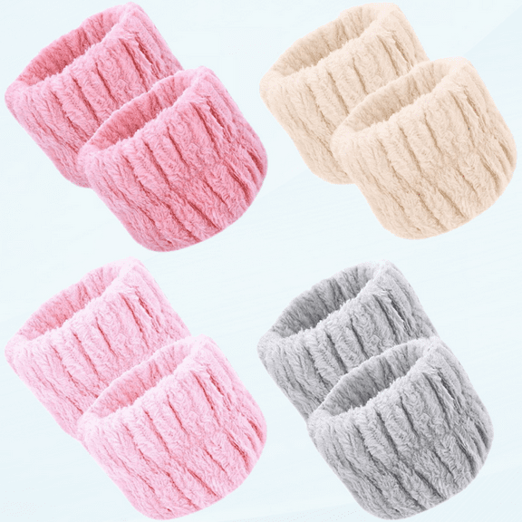 8 Pcs Spa Face Washing Wristbands, Microfiber Wrist Towels for Washing Face Absorbent Facial Elastic Wristbands Makeup Wash Wrist Towels Stop Water Run Down Arms(Gray, Khaki, Pink, Light Pink)