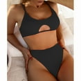 thumbnail image 4 of ENJOYW 2Pcs/Set Women Bikini Solid Color Hollow Out Two-piece Simple Pure Color Swimsuit for BeachNylon, 4 of 7