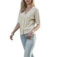 thumbnail image 4 of INSPIRE CHIC Crochet Cardigan for Women's Short Sleeve Open Front Cropped Hollow Out Summer Shrug for Dresss L Beige, 4 of 6