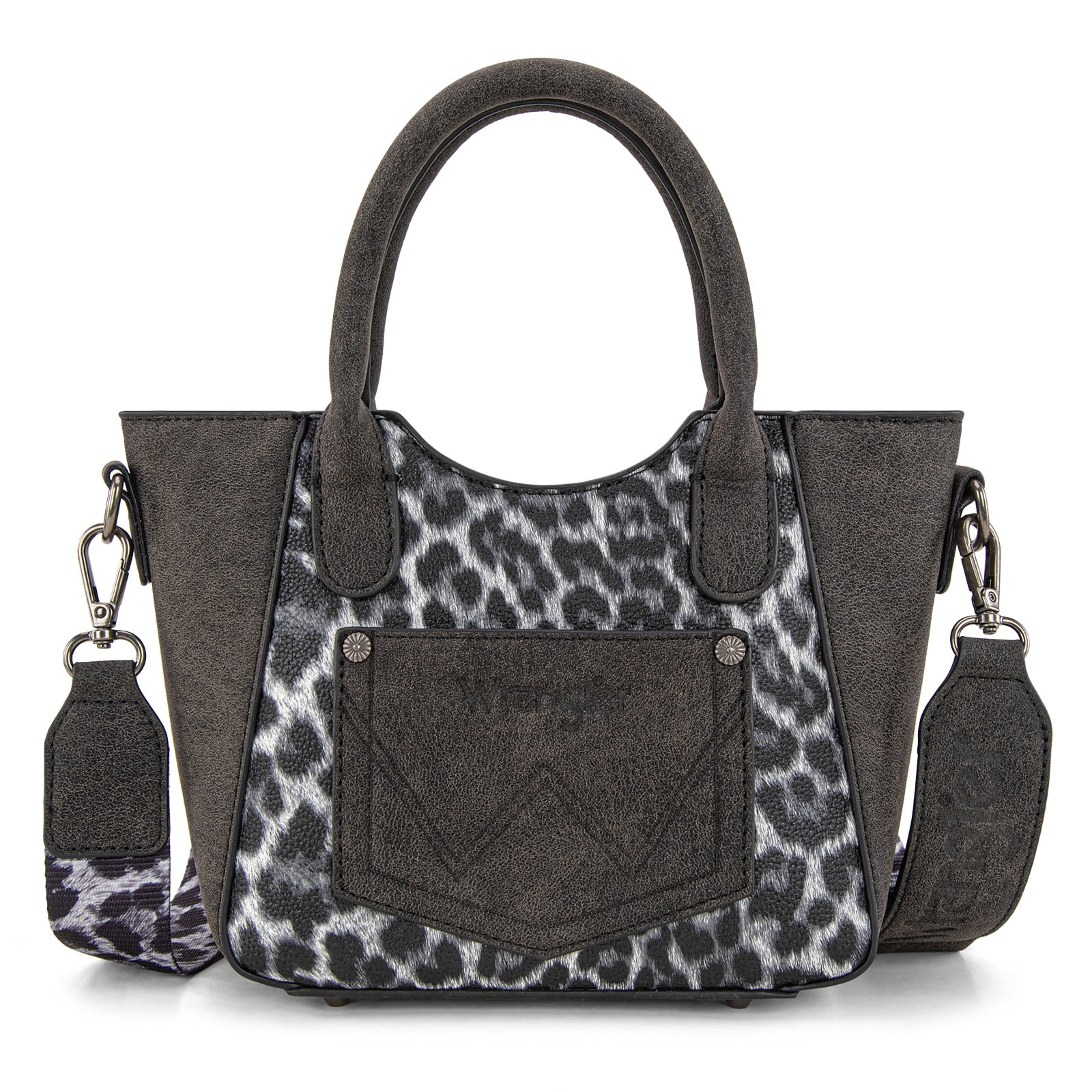 Wrangler Cute Animal Print Purse for Women Mini Fun Size Tote with Crossbody Strap Stylish and Versatile Animal Print Purse, Black