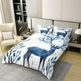 thumbnail image 2 of YST 100% Cotton 3D Deer Elk Duvet Cover,Blue Antler Comforter Cover,Wash Painting Style Bedding Set,Woodland Wildlife Animal Quilt Cover With Zipper Closure,Twin Size 2Pcs Soft Warm (No Comforter), 2 of 6